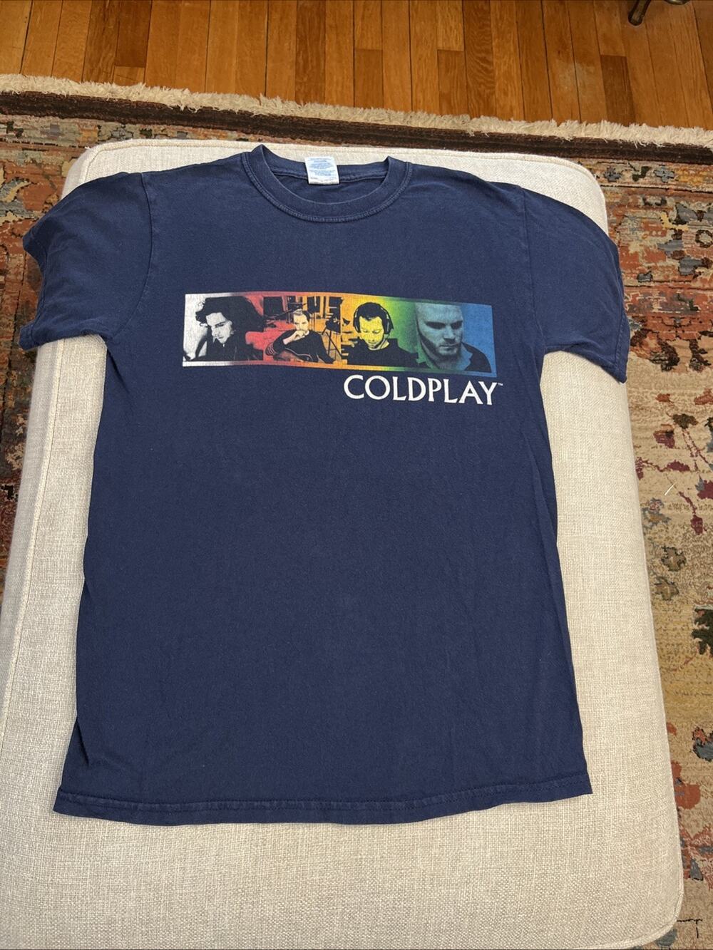 Vintage 2006 Coldplay Twisted Logic Tour Concert Graphic Blue T-Shirt Gildan S